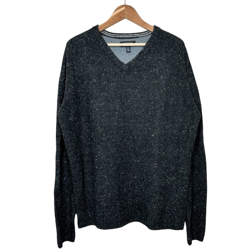 Nordstrom Men's Shop Charcoal Speckled V-Neck Sweater Size XL Merino Wool Blend